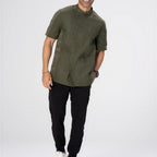 Thumbnail image #1 for Chef Works CBN02-OLI-XL Short Sleeve Chef Coat, Men's, Olive, XLarge, Poly/Cotton
