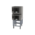 Thumbnail image #1 for Cadco Bakerlux™ BLS-3HTD-2H ™ Double-Stack Half-Size Electric Convection Oven with Touchscreen Controls and Open Base Stand