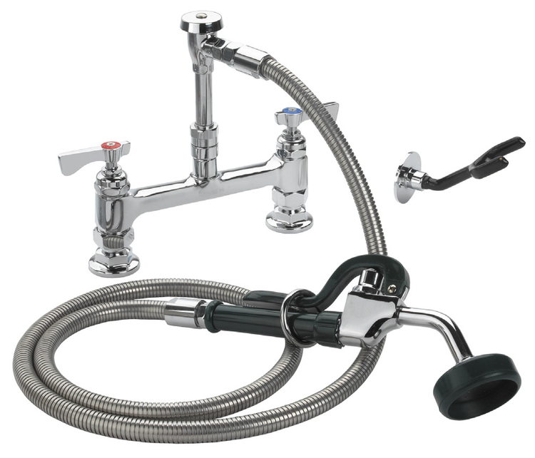 Product image #2 for Krowne Royal Series 19-208L Deck-Mount Utility Pre-Rinse Spray Assembly — 8-Inch Centers, 72-Inch Stainless Steel Hose