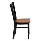 Thumbnail image #2 for Flash Furniture Hercules XU-DG-6Q2B-VRT-CHYW-GG Restaurant Chair, Metal Vertical Slat Back, Cherry Finish Plywood Seat, Black Frame