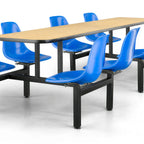 Thumbnail image #1 for JustChair Manufacturing CLUS-IS-8S-BB Rectangular Island Cluster Table with 8 Bucket Swivel Seats, Welded Steel Frame, Black