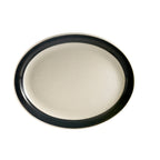 Thumbnail image #1 for CAC China Rainbow R-13NR-BLK Black Ceramic Oval Platter, 11-1/2" x 9", Narrow Rim 1 Dozen