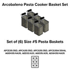 Thumbnail image #2 for Arcobaleno Pasta Equipment APCB5SET6 6-Piece Size #5 Heavy-Duty Stainless Steel Perforated Pasta Cooker Basket Set