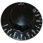 Thumbnail image #1 for AllPoints Foodservice Parts & Supplies Mavrik 221218 Black Thermostat Knob with White Numbers, 2-1/4 in Dia, .187 in Flat-Right Mount