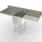 Thumbnail image #1 for AERO Manufacturing 3F1-2424-24LR 1-Compartment 16-Gauge 304 Stainless Steel Sink, 24" x 24" x 14" Bowl, Left/Right Drainboards