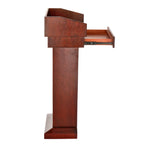 Thumbnail image #2 for Alpine Industries ADI661-012-CH Stand-Up Podium Lectern, Floor Model, with Drawer, Wood, Cherry Wood Grain Finish