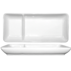 Thumbnail image #1 for International Tableware FA2-120 2-Compartment Rectangular Porcelain Plate, 12 x 5 in 1 Dozen