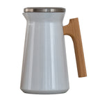 Thumbnail image #1 for Steelite International Complements 7401MM121 Vacuum-Insulated Beverage Server, Stainless Liner, Wood Handle, White, 1.0 L