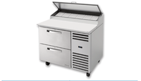True SPEC Series 44 3/4-Inch Self-Contained Rear-Mounted Pizza Prep Table with 2 Locking Drawers