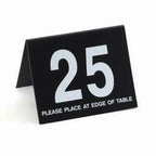Thumbnail image #1 for Cal-Mil 234-13 Table Number Tent, Black Plastic with White Numbers #1–#25, 3-1/2" x 3"H