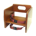 Thumbnail image #1 for Thunder Group WDTHBS019 Wood Booster Seat, Walnut Finish, Flippable Height, Dual Safety Harness Straps, Stackable Case of 6