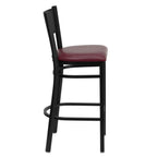 Thumbnail image #2 for Flash Furniture Hercules XU-DG-60116-GRD-BAR-BURV-GG Restaurant Bar Stool, Metal Grid Back, Burgundy Vinyl Upholstered Seat, Black Steel Frame