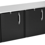 Thumbnail image #1 for Victory Refrigeration VBBN94HC-B Back Bar Refrigerator, 3-Section, 94"W x 26-1/8"D x 34"H, 3 Solid Doors, Black Exterior, Stainless Steel Top