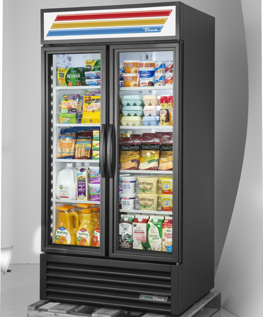 Product image #5 for True Two-Section Glass Door Merchandiser Refrigerator with 8 Shelves