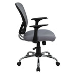 Thumbnail image #2 for Flash Furniture H-8369F-GY-GG Swivel Task/Office Chair, Adjustable Height, Mesh Back, Upholstered Seat, Casters