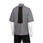 Thumbnail image #1 for Chef Works Valais VSSS-GBC-L Single-Breasted Short-Sleeve Chef Coat, Gray with Black Contrast, Large