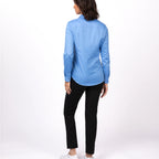 Thumbnail image #2 for Chef Works W151-FRB-3XL Women's Long-Sleeve Formal Dress Shirt, French Blue, Poly/Cotton/Elastane, 3XL