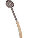 Thumbnail image #1 for AllPoints Foodservice Parts & Supplies Spladles 1371098 3 oz Perforated Portion Control Spoon Ladle, Stainless Steel, Beige Plastic Handle