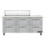 Thumbnail image #1 for Continental Refrigerator SW72N12C-D 72-Inch Three-Section Refrigerated Sandwich Prep Table, 6 Drawers, 12-Pan Top