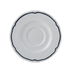 Thumbnail image #1 for Tuxton China Charleston SBE-050 5-Inch Round Porcelain Espresso Saucer, Scalloped Edge, Blue Band Case of 3 Dozen