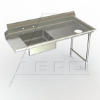 Thumbnail image #1 for AERO Manufacturing Aerospec 2SD-R-84 Soiled Dish Table, 84"W x 30"D x 43"H, Right-to-Left, 14-Gauge 304 Stainless Steel, 10"H Splash