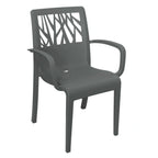 Thumbnail image #1 for Grosfillex Vegetal US203002 Outdoor Resin Stacking Armchair, Charcoal, Cut-Out Back Case of 4