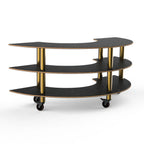 Thumbnail image #1 for Steelite International Mogogo, Modular MGCMSX01MBXW 3-Tier Curved Modular Serving Station, Nero Marquina Laminate, 81-1/2" x 41" x 35"H