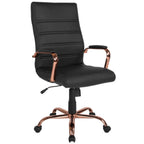 Thumbnail image #1 for Flash Furniture Whitney GO-2286H-BK-RSGLD-GG High-Back Bonded Leather Executive Swivel Office Chair with Padded Arms and Casters