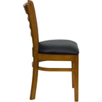 Thumbnail image #2 for Flash Furniture Hercules XU-DGW0005LAD-CHY-BLKV-GG Restaurant Chair, Wood Ladder Back, Cherry Finish, Black Vinyl Upholstered Seat