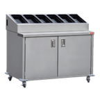 Thumbnail image #2 for Steril-Sil Company ENC48-2HP Mobile Stainless Steel Food Pan Serving Counter, 48 x 24-3/4 x 41 in, 2 Full-Size Pan Cut-Out