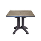 Thumbnail image #1 for Grosfillex Atlanta UT370742 Outdoor Square Resin Table, 32" x 32" x 28-2/5"H, Balcony Pedestal Base, Umbrella Hole, Aged Oak