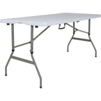 Thumbnail image #1 for Flash Furniture RB-3050FH-ADJ-GG 5-Foot Adjustable-Height Folding Table, Granite White Top, Gray Powder-Coated Legs