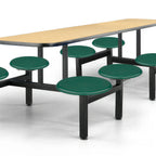 Thumbnail image #1 for JustChair Manufacturing CLUS-IS-8S-BS Rectangular Island Cluster Table, 24 x 108 in, 8 Button-Style Swivel Seats, Welded Steel Frame