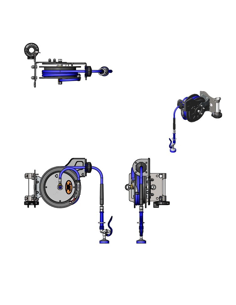 Product image #1 for Open Epoxy-Coated Steel Retractable Hose Reel with 3/8 Inch x 15 Foot Hose and Table Leg Swing Bracket