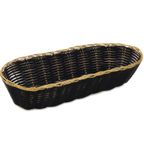 Thumbnail image #1 for Alegacy Foodservice Products 532BV Oblong Cracker Basket, 9 x 3-1/2 x 2 in, Black Vinyl with Gold Rim Case of 12 Dozen