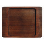 Thumbnail image #1 for Libbey Cast Iron CIS-16TR Wood Trivet with Square Well, Brown, 7-7/8"L x 6-1/8"W x 1/2"H