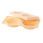 Thumbnail image #1 for Alegacy Foodservice Products 497FTC Rectangular Plastic Egg Tray, 2-Compartment, with Lid, Stackable, Tan Case of 12
