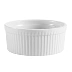 Thumbnail image #1 for CAC China Sfb SFB-64 Porcelain Fluted Soufflé Bowl, 64 oz., 8 in. Round x 3-1/2 in. H 1 Dozen