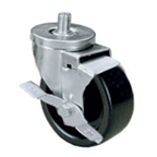 Thumbnail image #1 for Component Hardware CMT1-3BBN Threaded Stem Swivel Caster with Side Brake, 3 in Polyolefin Wheel, 250 lb Capacity