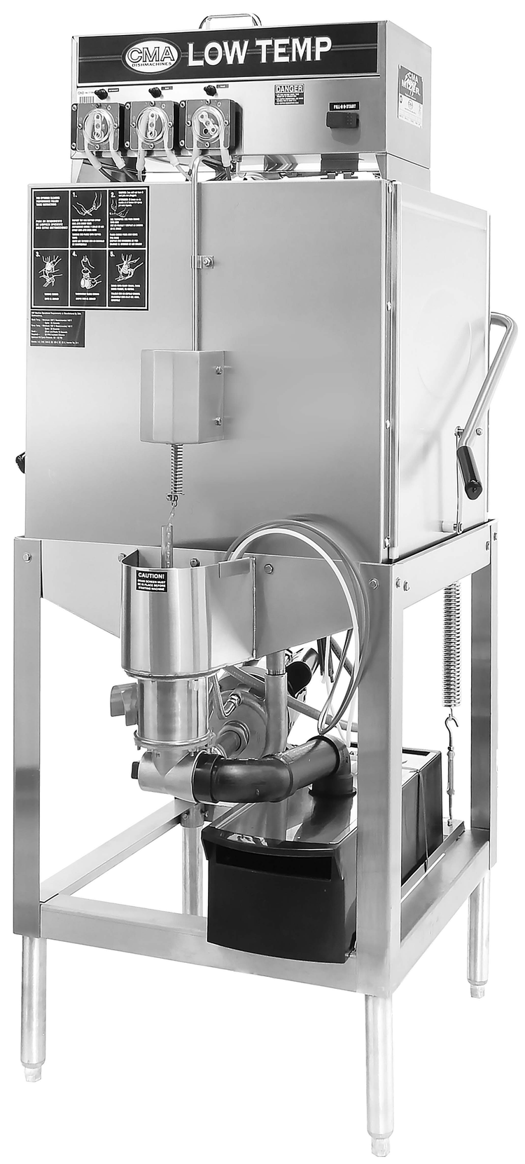 Product image #6 for CMA Energy Mizer AH Low-Temperature Chemical Sanitizing Straight-Thru Single-Rack Door-Type Dishwasher