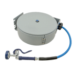Thumbnail image #1 for AllPoints Foodservice Parts & Supplies T&S Brass 1101001 Enclosed Wall-Mount Retractable Hose Reel with 30' Hose and Spray Valve