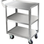 Thumbnail image #1 for ATSMFG MET MET-UBC-2135SH ATS MFG Stainless Steel Bus Cart, 3 Solid Shelves, 35"W x 21"D x 33-1/2"H, 350 lb Capacity