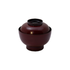 Thumbnail image #1 for Korin Inc NR-610 20 oz Melamine Soup Bowl, Round Footed, with Lid, Black and Red
