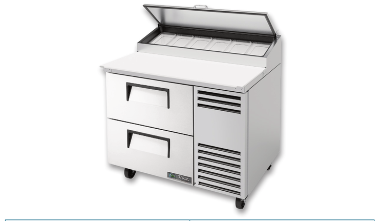 Product image #5 for True 44 5/8-Inch Stainless Steel Refrigerated Pizza Prep Table with 2 Drawers and Alternate Top