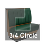 Thumbnail image #2 for ATSMFG ATS AT&S-ATQ-LXW42-6CH GR6 Alex Wood Three Quarter Circle Booth, single, 48" x 90" x 90" x 48"long x 42" high, 6-channel back, wood trim