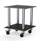 Thumbnail image #1 for Steelite International Mogogo, Modular MGCMDX03MSXW 2-Tier Square Serving Table, Laminated Wood, with Casters, 29-1/2"W x 29-1/2"D x 35"H