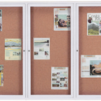 Thumbnail image #1 for AARCO Products DCC4872-3R Enclosed Aluminum Bulletin Board, Wall-Mounted, 72"W x 48"H, 3 Swing Doors, Cork Back Panel
