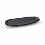Thumbnail image #1 for Korin Inc Tessa Black PLY-200120 Ceramic Oblong Plate, 13-3/4"L x 4-1/4"W x 1"H, Gun Metal Sheen