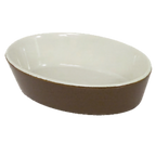 Thumbnail image #1 for Browne USA Foodservice 564004BR Oval Stoneware Baking Dish, 9 oz, 6 x 4 x 1-1/2 in, Brown
