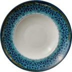 Thumbnail image #1 for Libbey Mirage 803012741000301 Deep Coupe Vitrified China Plate, 10-7/8-Inch Round, Bold Blue and Black Pattern